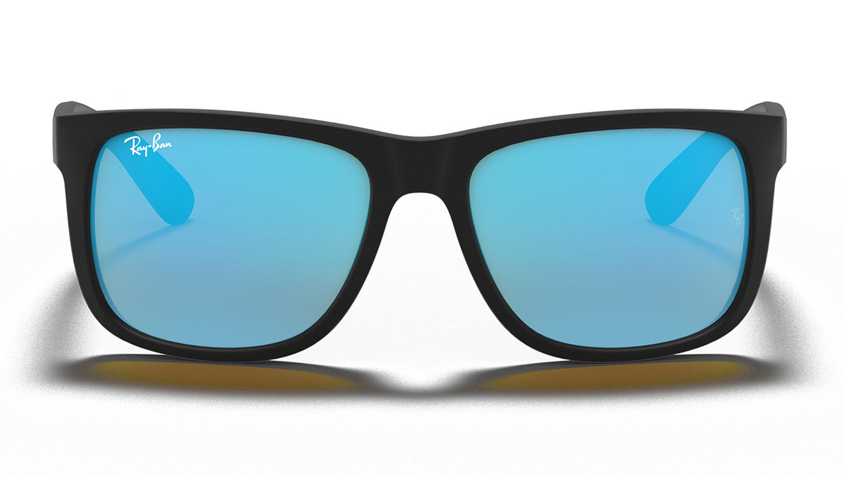 Ray-Ban RB4165 Justin Sunglasses - Rubberised Black / Blue Flash