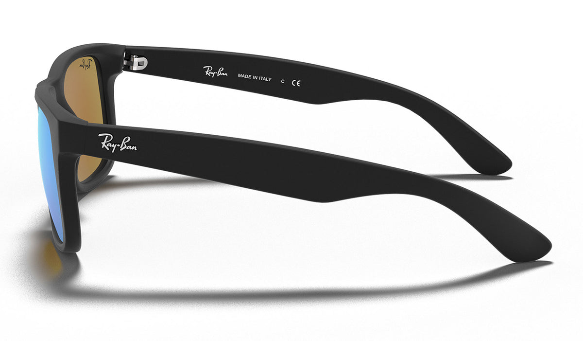 Ray-Ban RB4165 Justin Sunglasses - Rubberised Black / Blue Flash