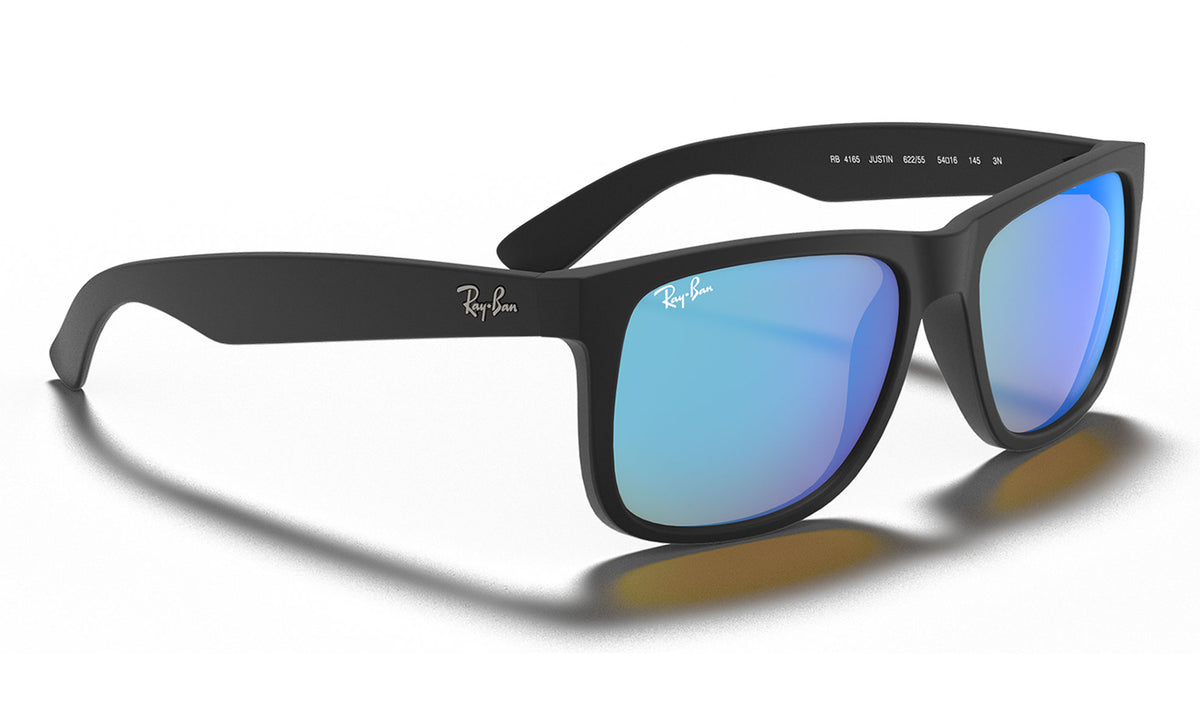 Ray-Ban RB4165 Justin Sunglasses - Rubberised Black / Blue Flash