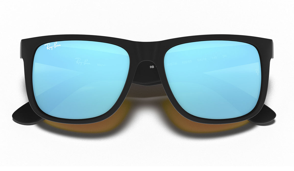 Ray-Ban RB4165 Justin Sunglasses - Rubberised Black / Blue Flash
