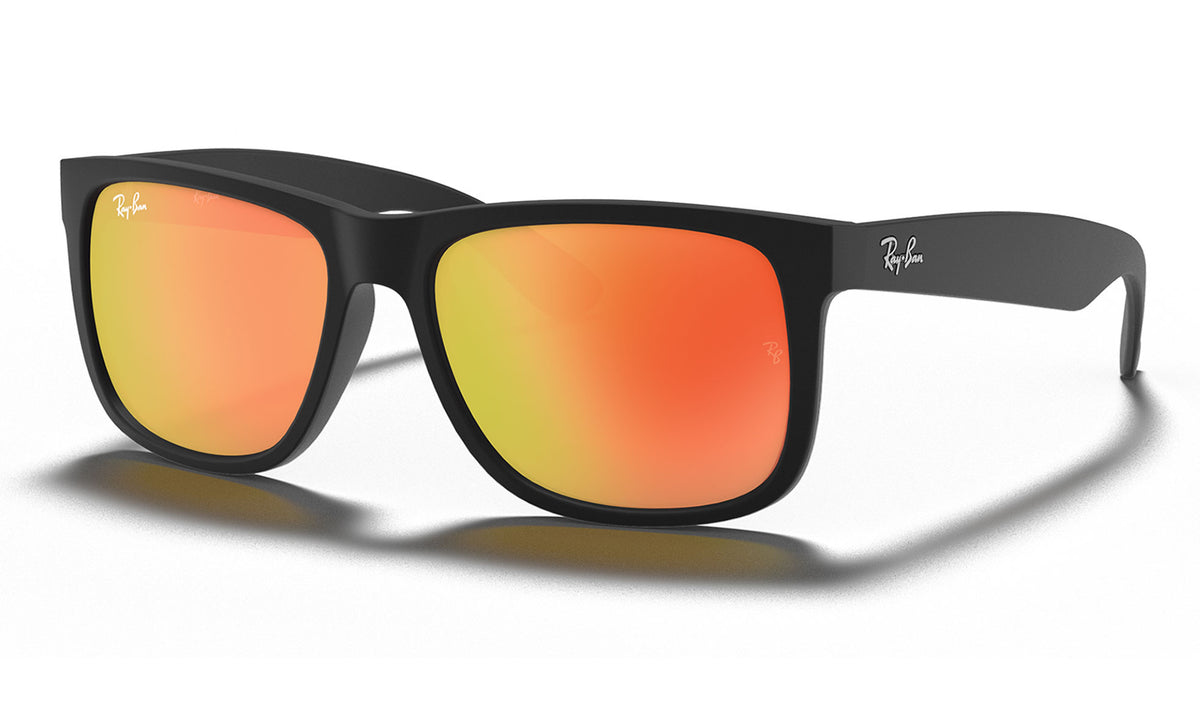 Ray-Ban RB4165 Justin Sunglasses - Rubberised Black / Orange Flash