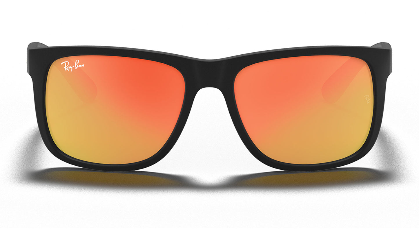 Ray-Ban RB4165 Justin Sunglasses - Rubberised Black / Orange Flash