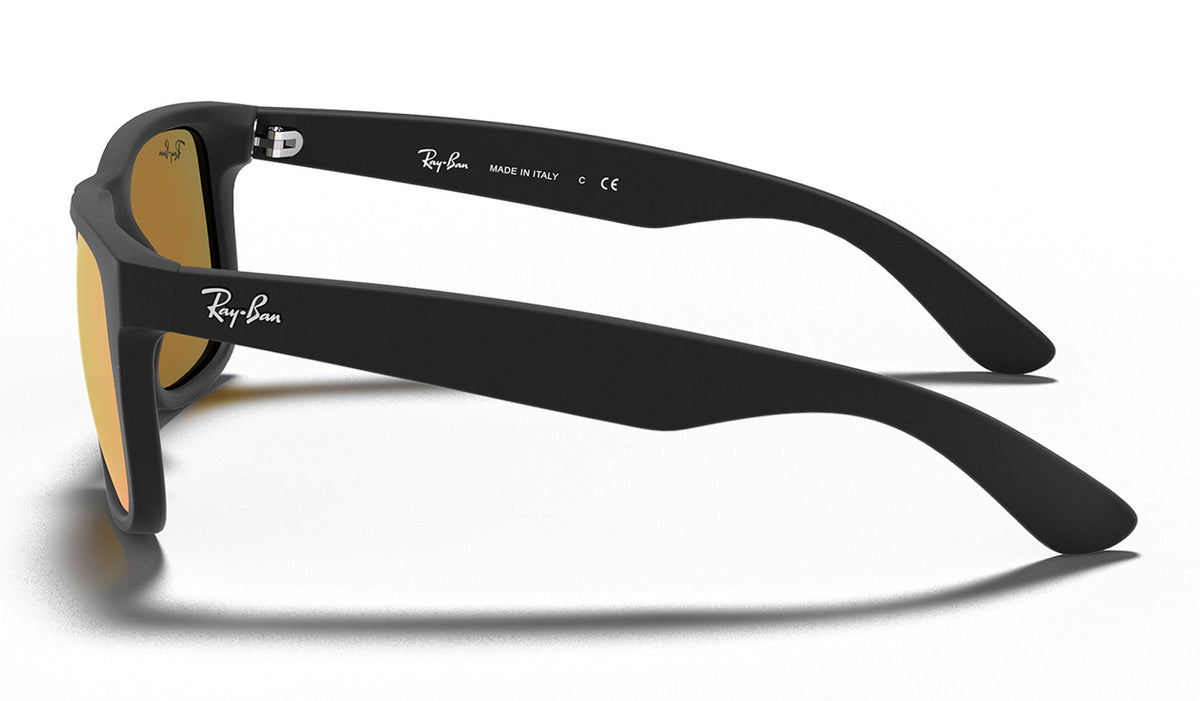 Ray-Ban RB4165 Justin Sunglasses - Rubberised Black / Orange Flash