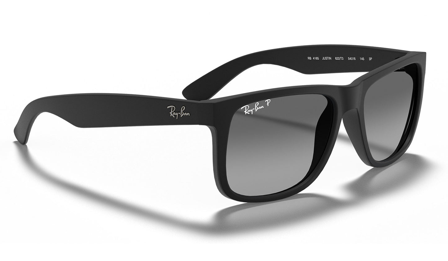 Ray-Ban RB4165 Justin Sunglasses - Rubberised Black / Grey Gradient Polarised