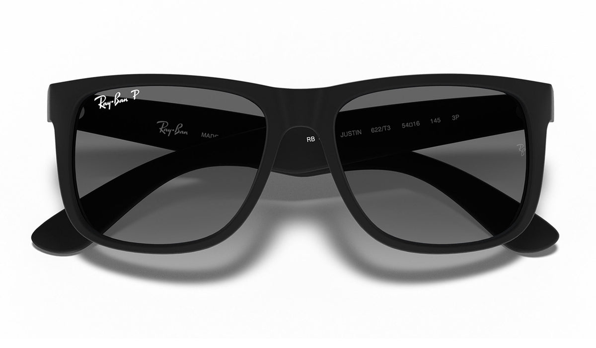 Ray-Ban RB4165 Justin Sunglasses - Rubberised Black / Grey Gradient Polarised
