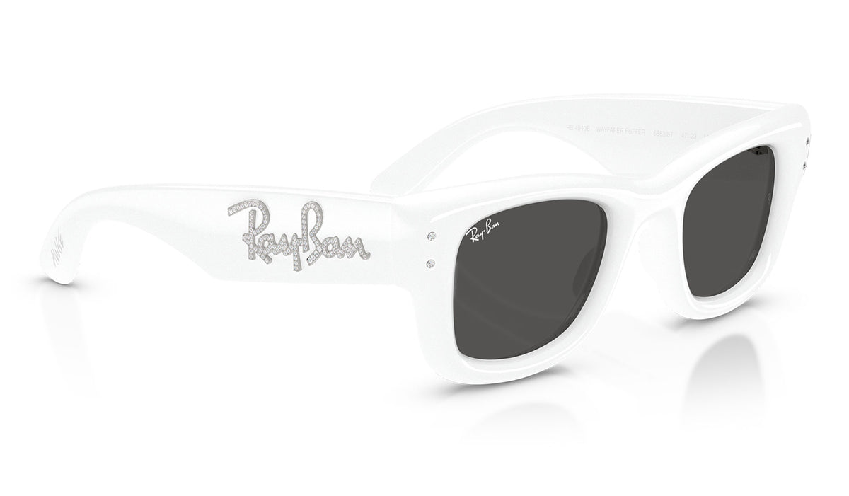 Ray-Ban RB4940B Wayfarer Puffer Crystal Edition Sunglasses - White & Strass / Ultra Black