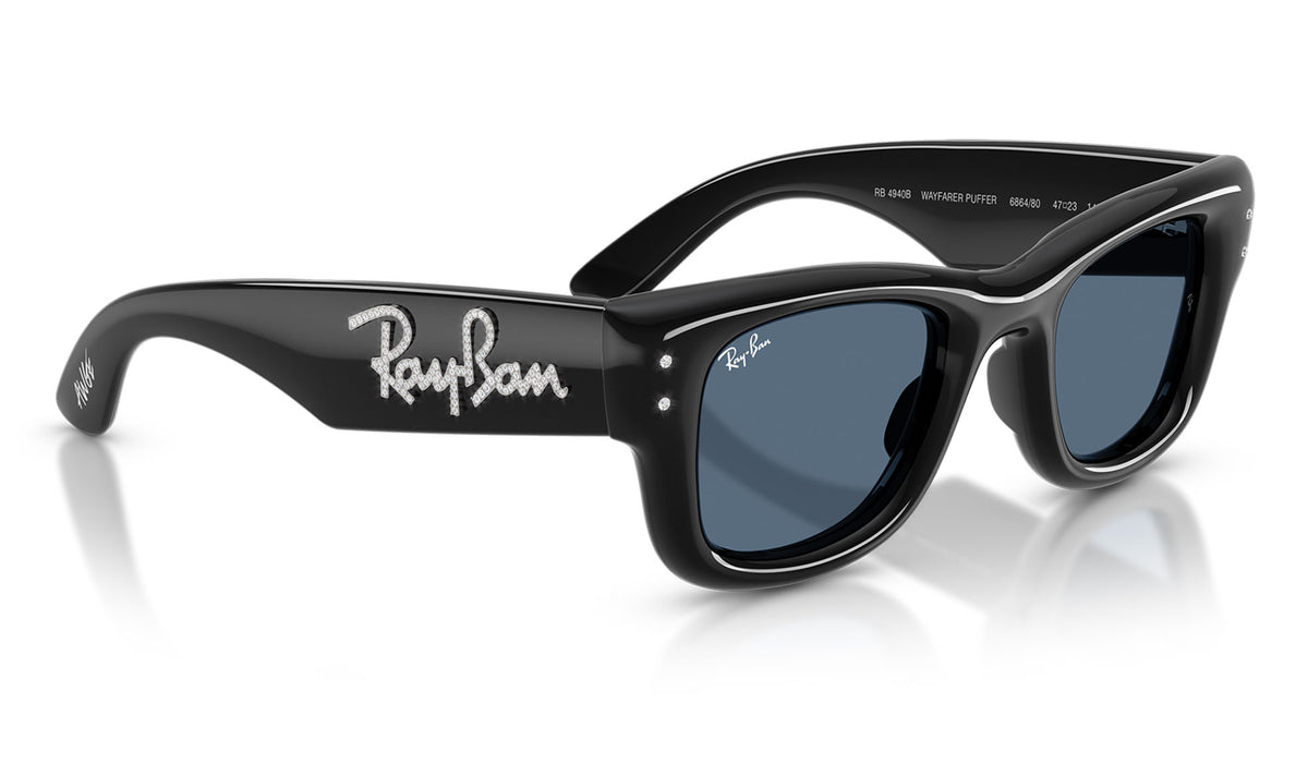 Ray-Ban RB4940B Wayfarer Puffer Crystal Edition Sunglasses - Black / Dark Blue