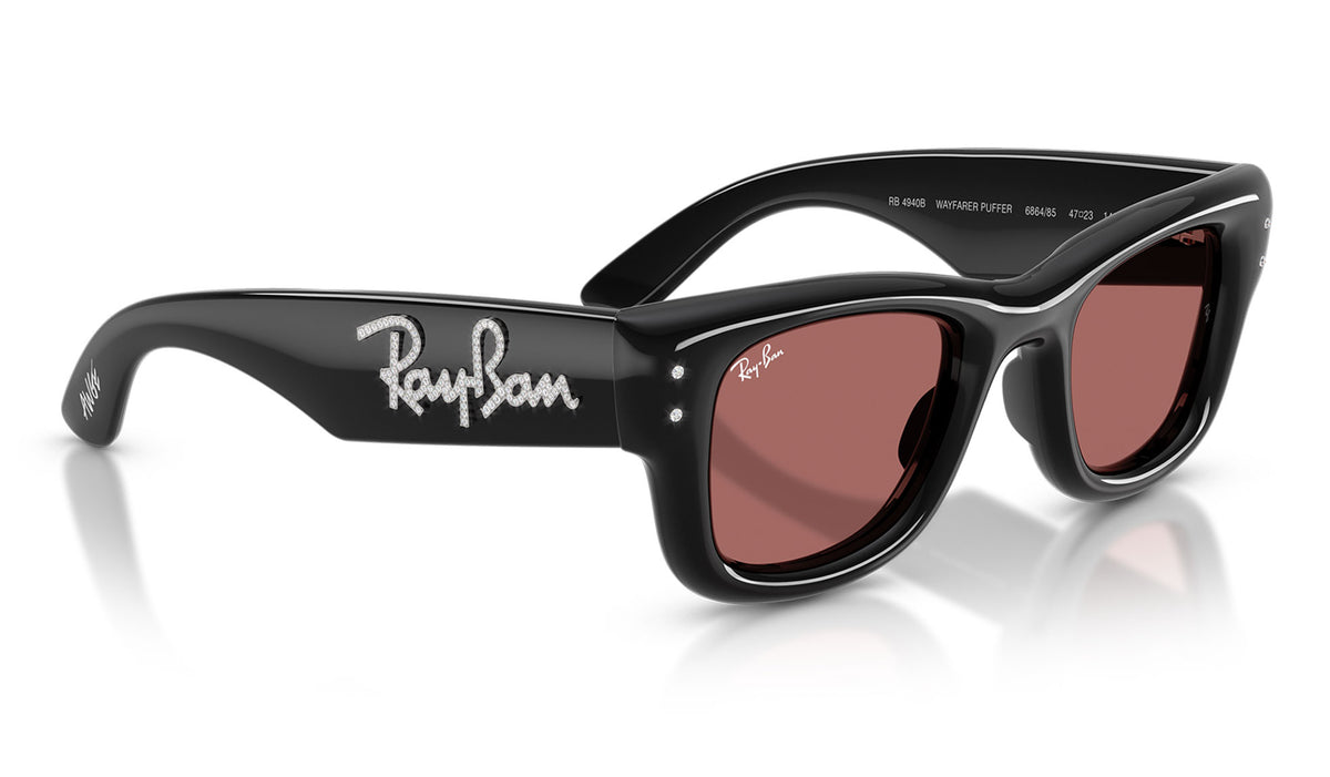 Ray-Ban RB4940B Wayfarer Puffer Crystal Edition Sunglasses - Black / Dark Violet