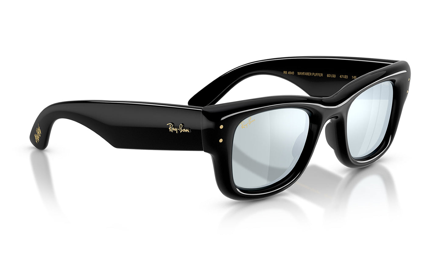 Ray-Ban RB4940 Wayfarer Puffer Sunglasses - Black / Green Mirror Silver