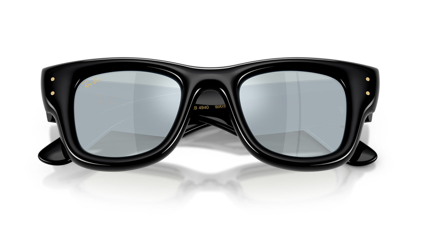 Ray-Ban RB4940 Wayfarer Puffer Sunglasses - Black / Green Mirror Silver