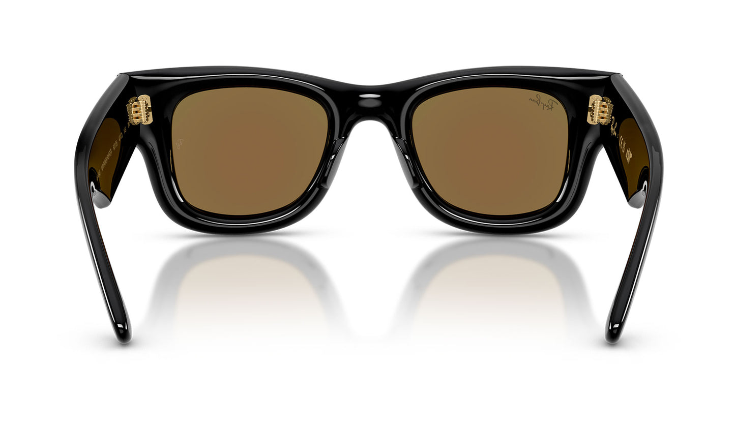 Ray-Ban RB4940 Wayfarer Puffer Sunglasses - Black / Light Green Mirror Blue
