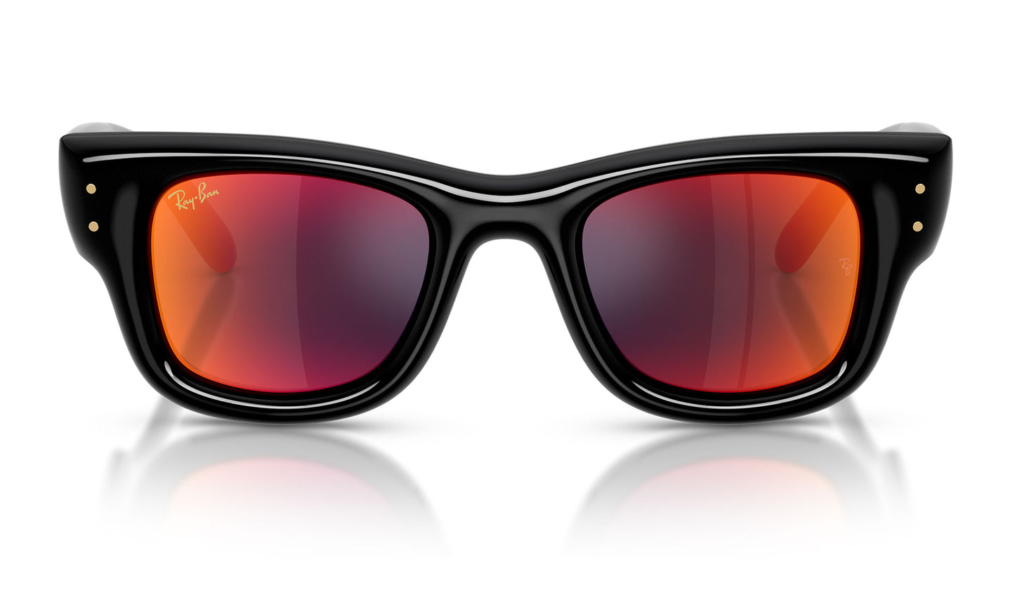 Ray-Ban RB4940 Wayfarer Puffer Sunglasses - Black / Brown Mirror Orange