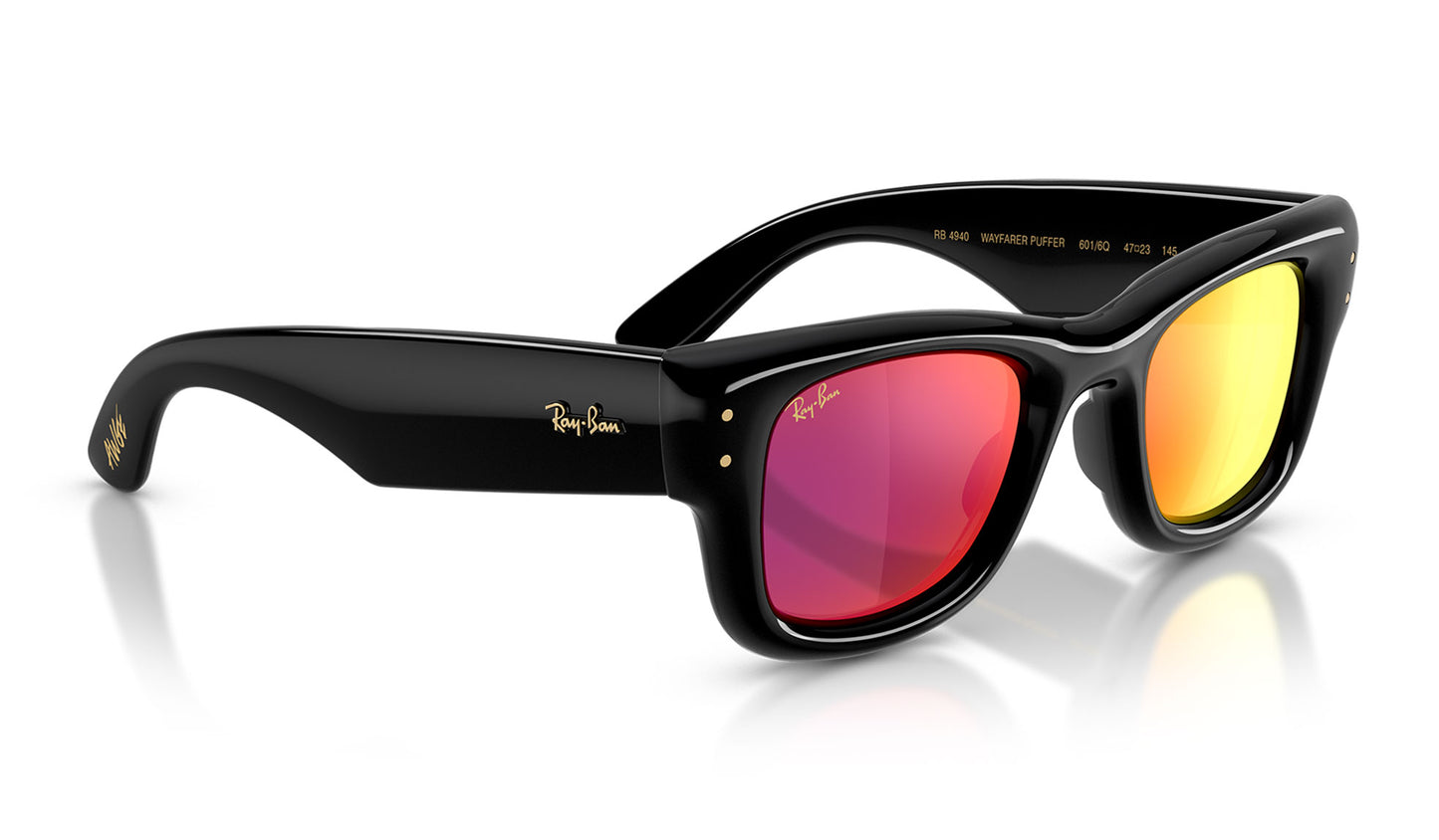 Ray-Ban RB4940 Wayfarer Puffer Sunglasses - Black / Brown Mirror Orange