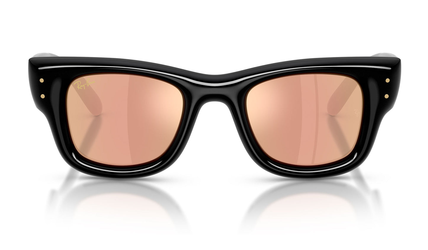 Ray-Ban RB4940 Wayfarer Puffer Sunglasses - Black / Dark Brown Mirror Rose Gold