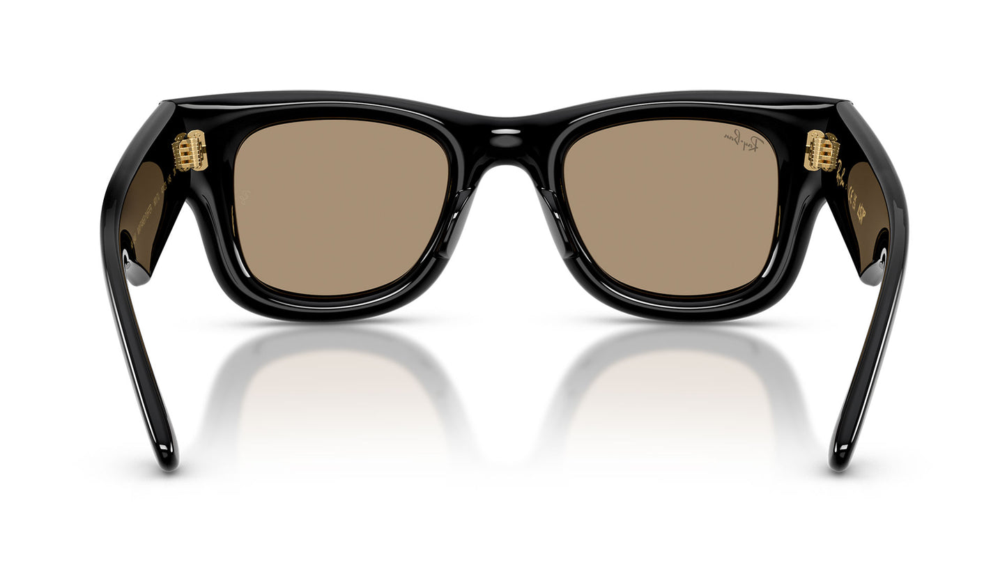 Ray-Ban RB4940 Wayfarer Puffer Sunglasses - Black / Dark Brown Mirror Rose Gold