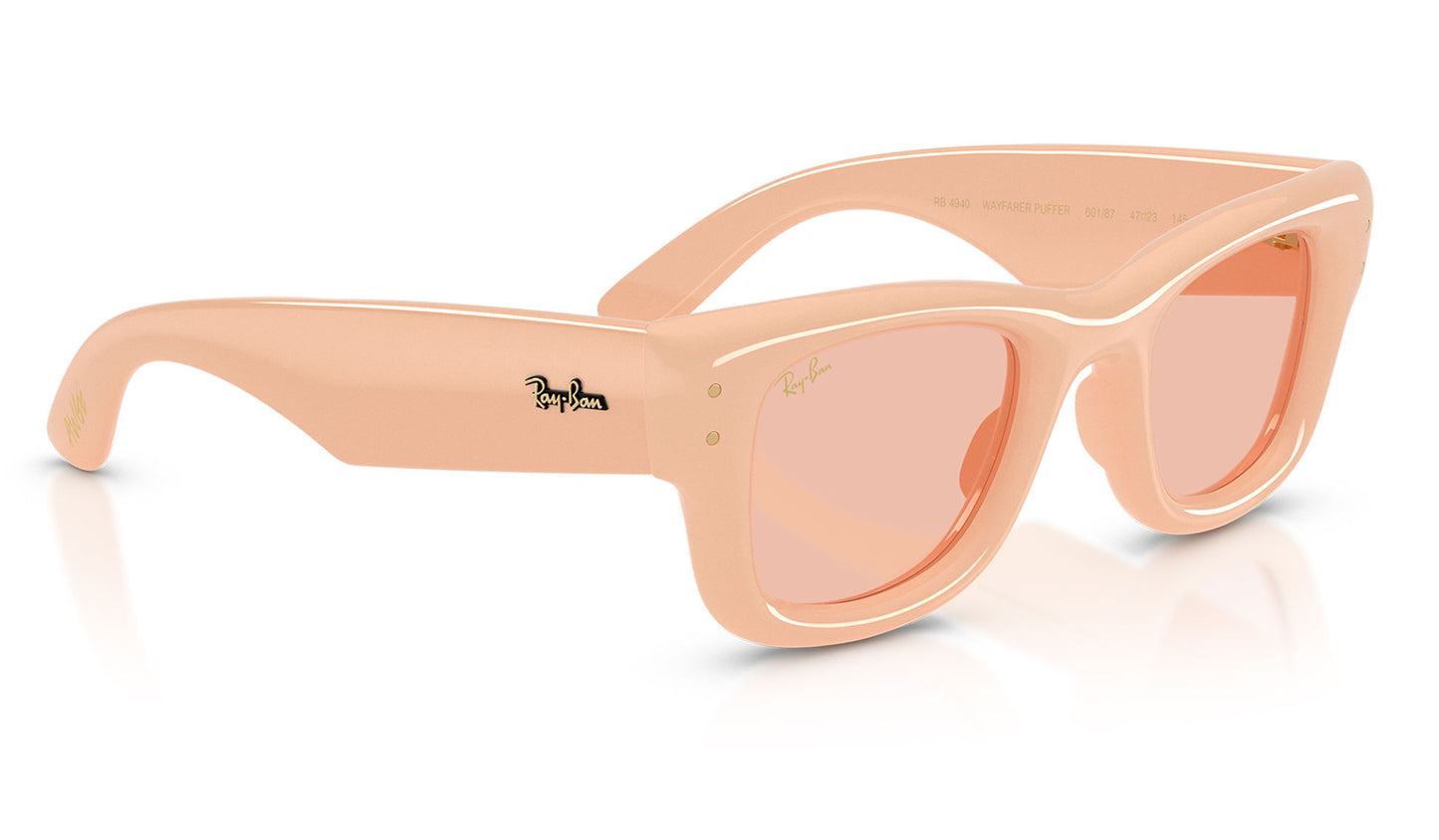 Ray-Ban RB4940 Wayfarer Puffer Sunglasses - Solid Nude / Dark Pink