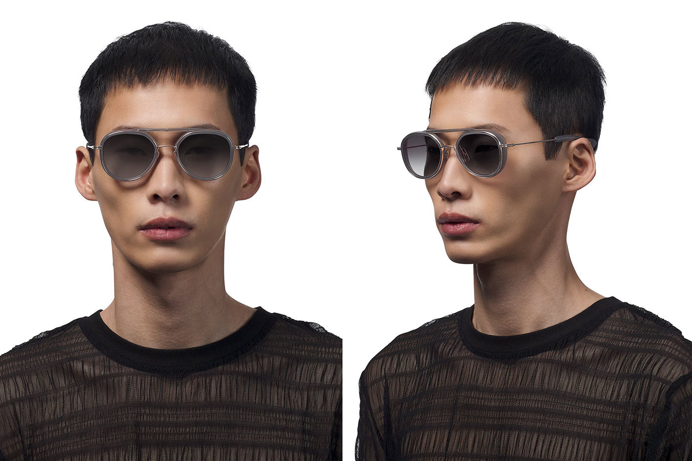 DITA Spacecraft Sunglasses - White Gold and Matte Cystal Grey / Dark Green To Clear Gradient