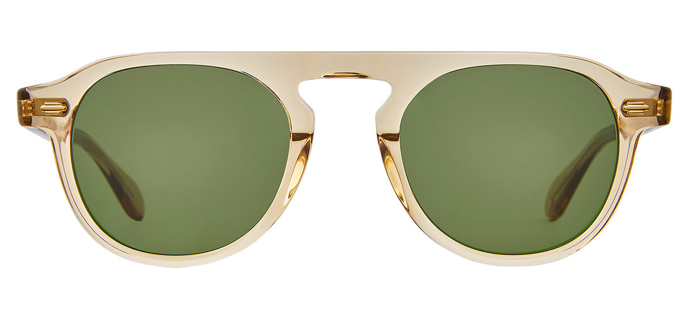 Garrett Leight Harding Sunglasses - Brew / Semi-Flat Pure Green