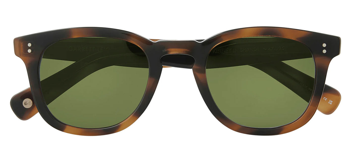 Garrett Leight Kinney II Sunglasses - Spotted Brown Shell / Semi-Flat Pure Green Polar