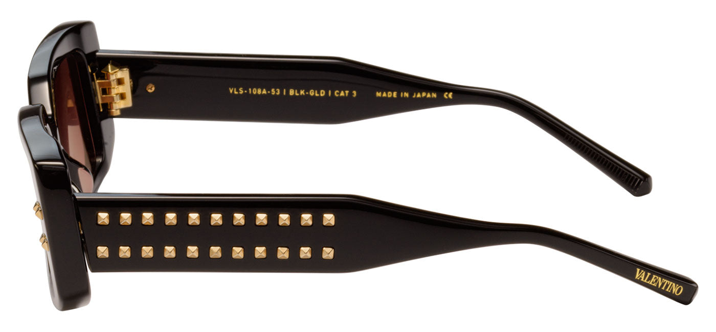 Valentino V-CINQUE Sunglasses - Black and Gold / Gradient Pink