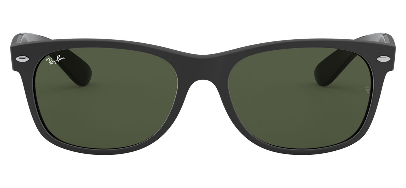 Ray-Ban RB2132 New Wayfarer Sunglasses - Rubber Black on Shiny Black / Green