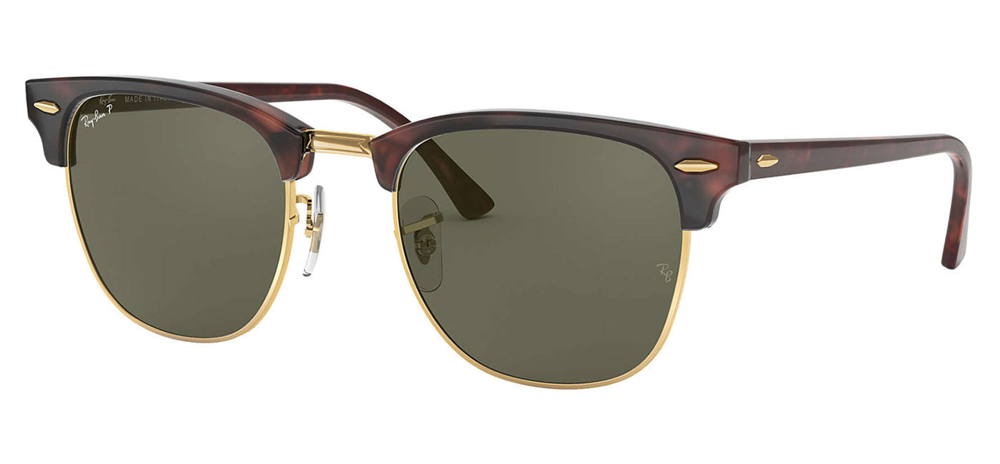 Ray-Ban RB3016 Clubmaster Sunglasses - Red Havana / Green Polarised