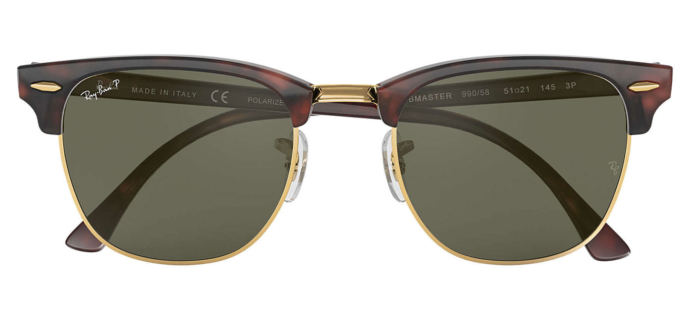 Ray-Ban RB3016 Clubmaster Sunglasses - Red Havana / Green Polarised