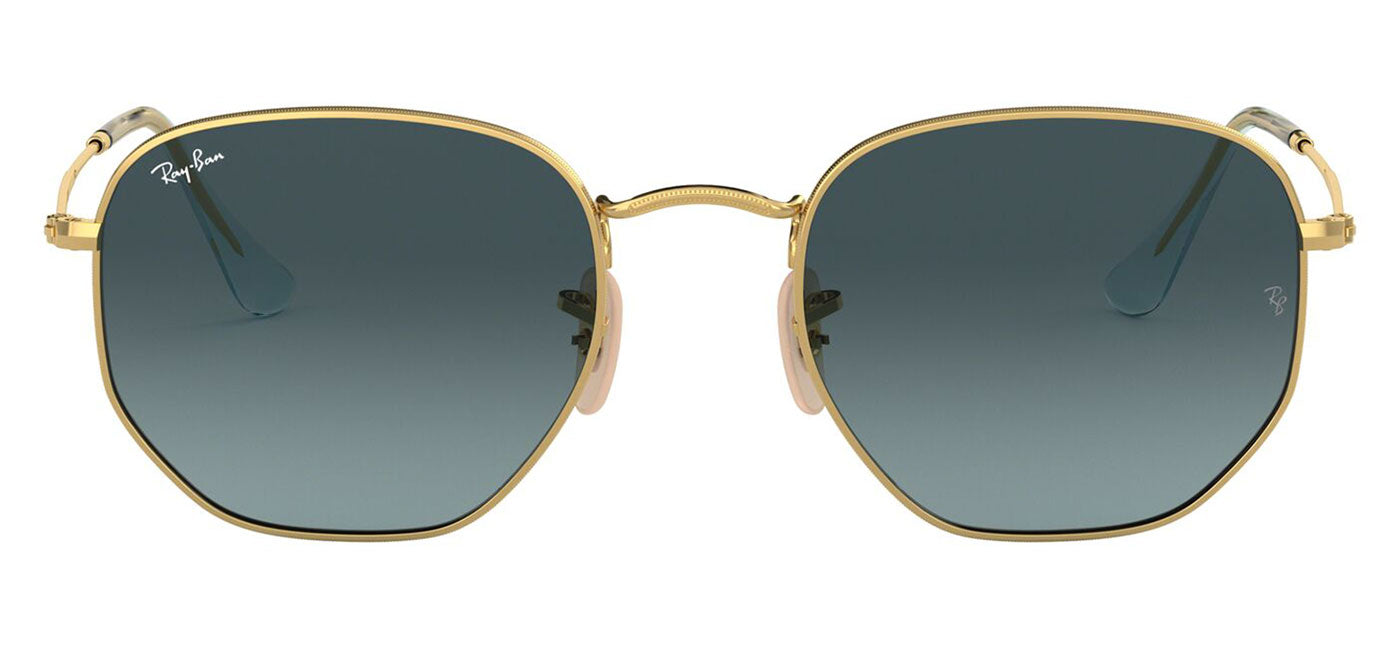 Ray-Ban RB3548N Hexagonal Flat Lens Sunglasses - Gold / Blue Grey Gradient