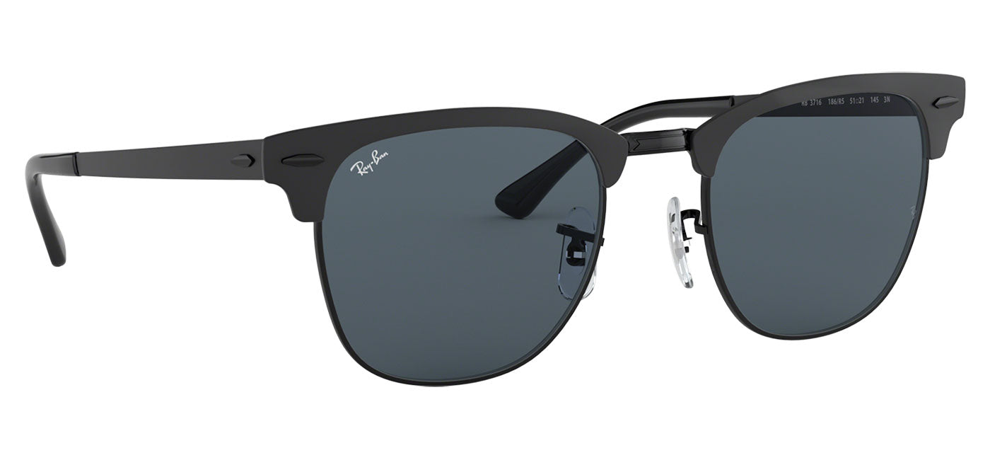 Ray-Ban RB3716 Clubmaster Metal Sunglasses - Black / Blue
