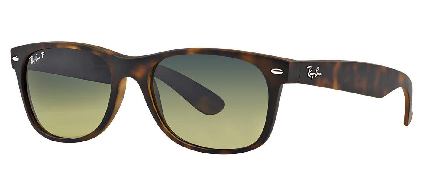 Ray-Ban RB2132 New Wayfarer Sunglasses - Matte Tortoise / Blue-Green  Gradient Polarised - Tortoise+Black