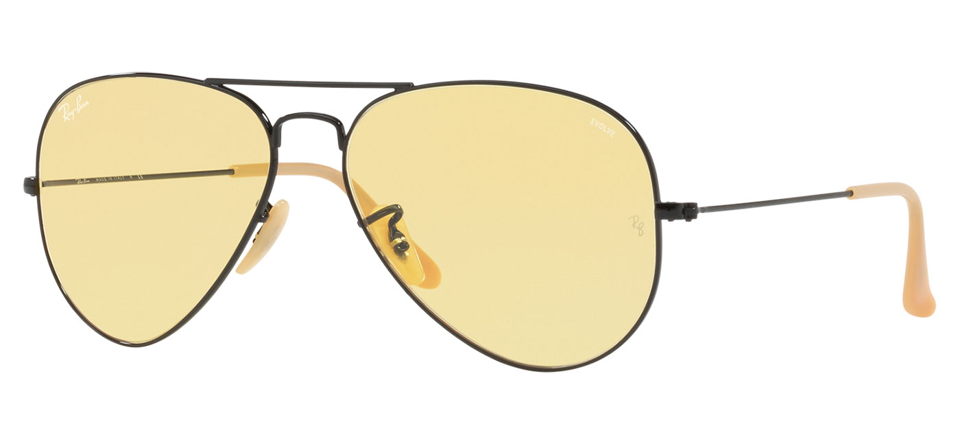 Ray-Ban RB3025 Aviator Sunglasses - Black / Evolve Yellow