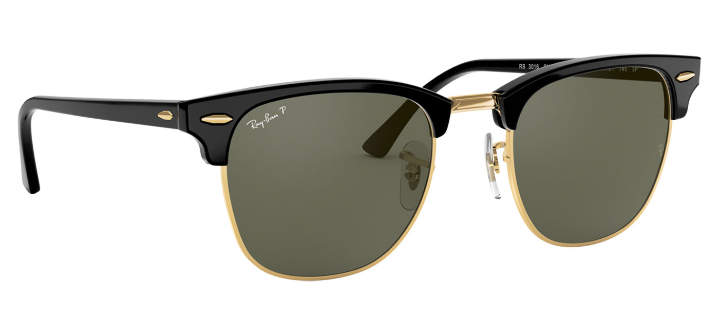 Ray Ban Rb3016 Clubmaster Sunglasses Black Green Polarised Tortoise Black Ray Ban Rb3016 Clubmaster Sunglasses Black Green Polarised Tortoise Black