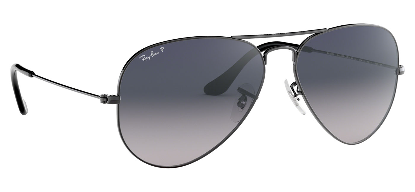 Ray Ban Rb3025 Aviator Sunglasses Gunmetal Blue Grey Gradient Polarised Tortoise Black