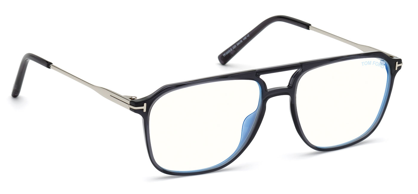 Tom Ford FT5665-B Glasses - Transparent Grey & Silver - Tortoise+Black
