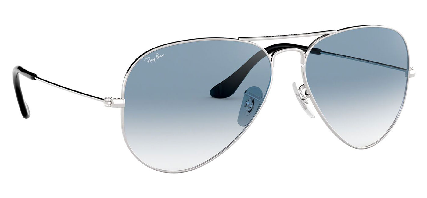 Ray-Ban RB3025 Aviator Sunglasses - Silver / Blue Gradient - Tortoise+Black