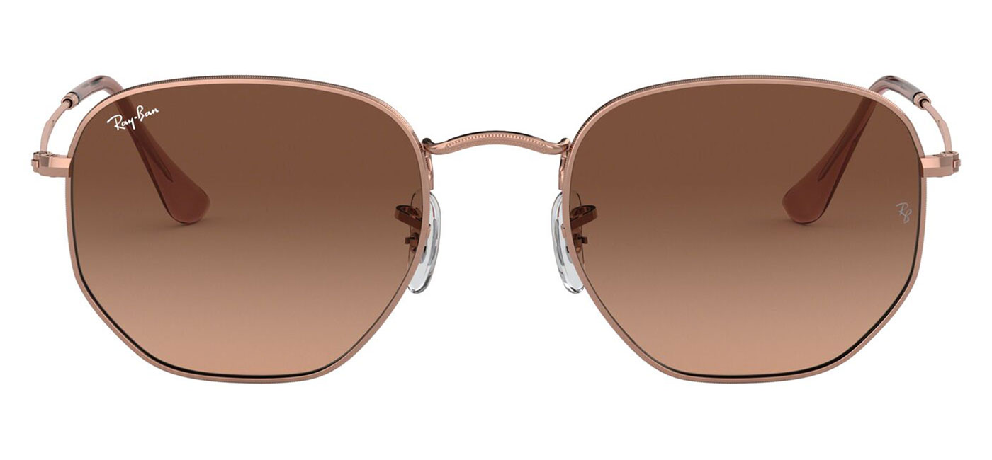 Ray Ban RB3548N Hexagonal Flat Lens Sunglasses Copper Pink