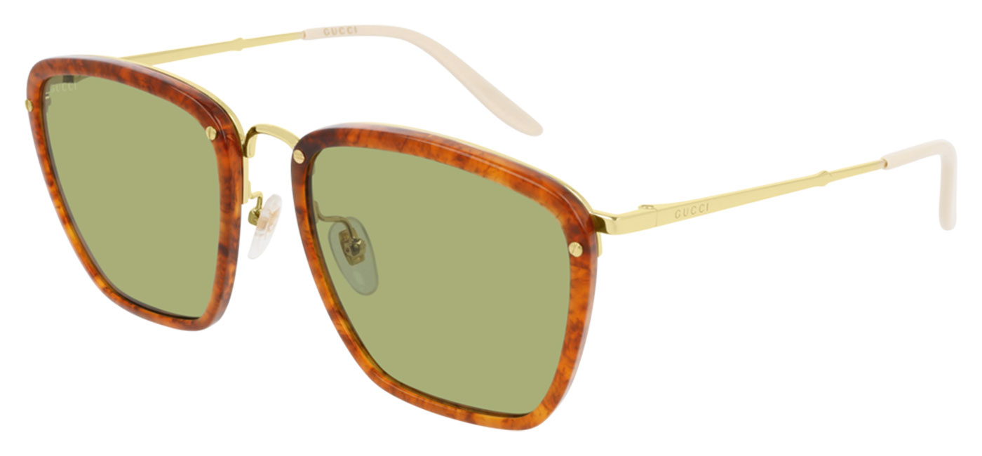 Gucci GG0673S Sunglasses Havana & Gold / Green Tortoise+Black