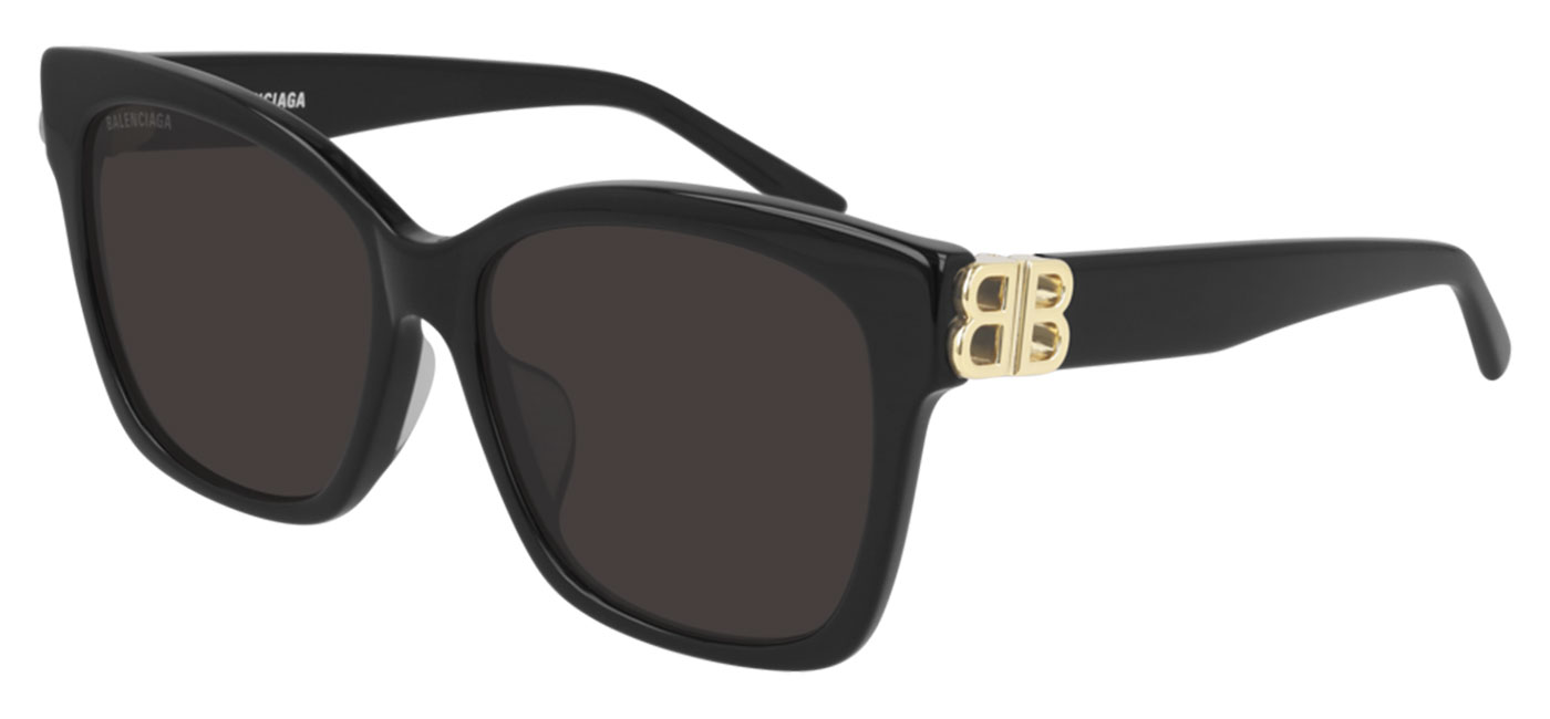 Balenciaga BB0102SA Sunglasses - Black / Grey - Tortoise+Black