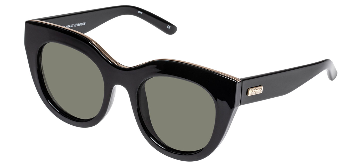 Le Specs Air Heart Sunglasses - Black & Gold / Khaki - Tortoise+Black