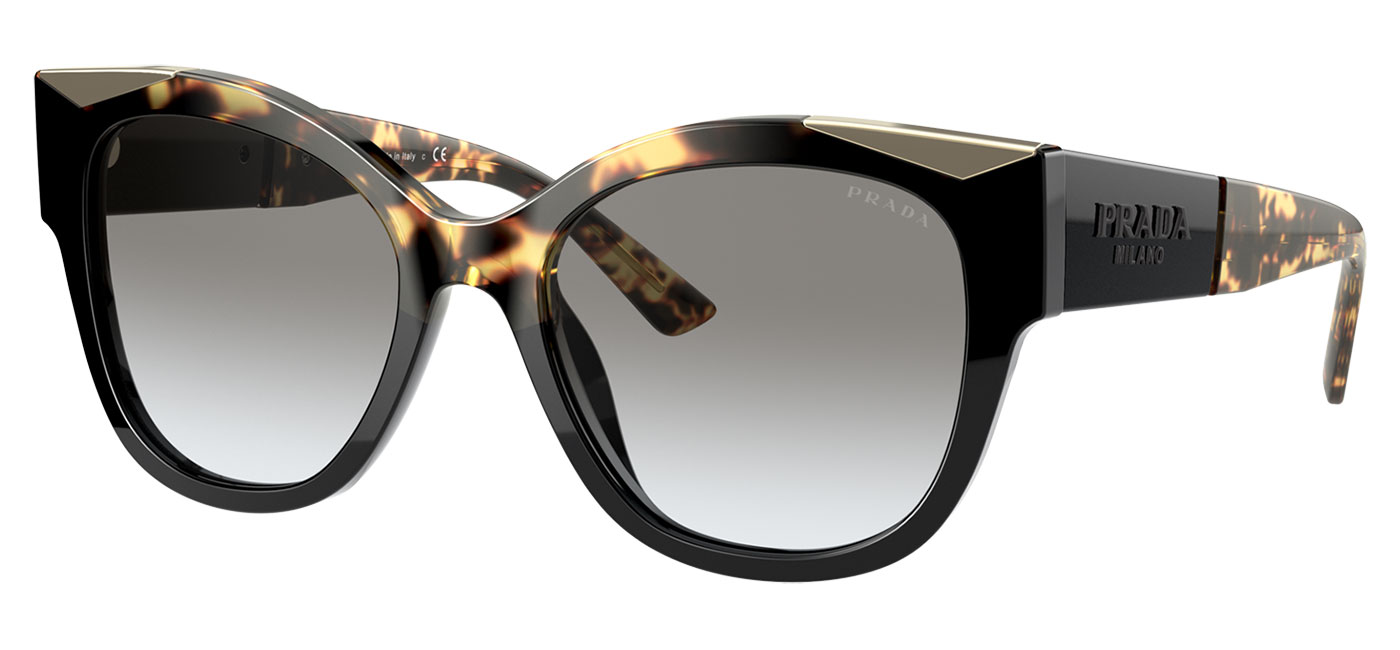 Prada PR02WS Prescription Sunglasses - Black & Medium Havana / Grey ...
