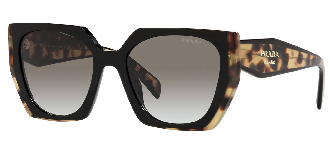 Prada PR15WS Sunglasses - Black & Medium Tortoise / Grey Gradient