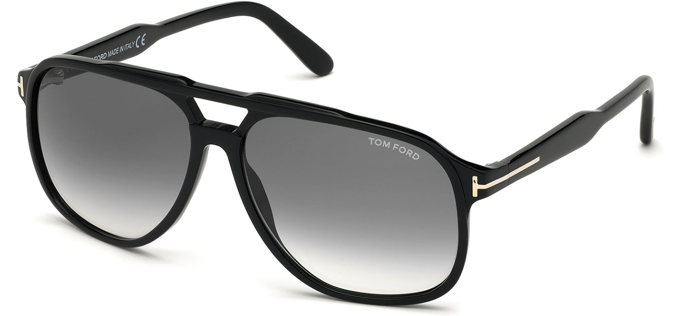 Tom Ford FT0753 Raoul Sunglasses - Shiny Black / Gradient Smoke ...