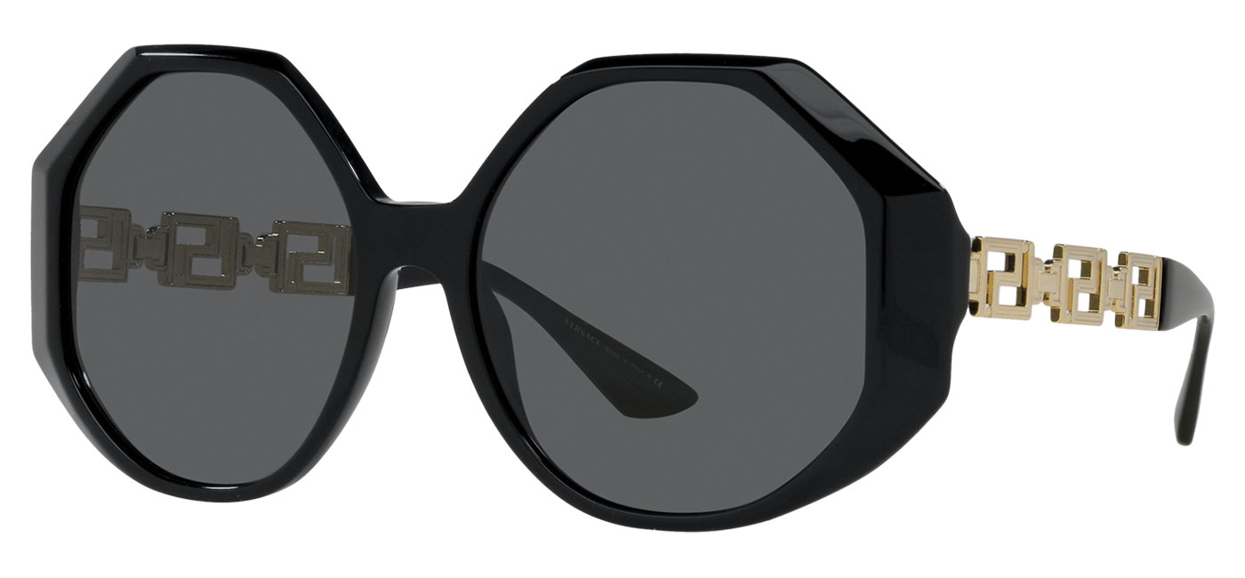 Versace VE4395 Prescription Sunglasses - Black & Gold / Grey - Tortoise 