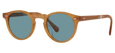 Oliver Peoples OV5456SU Gregory Peck 1962 Prescription Sunglasses - Semi Matte Amber Tortoise / Cobalto