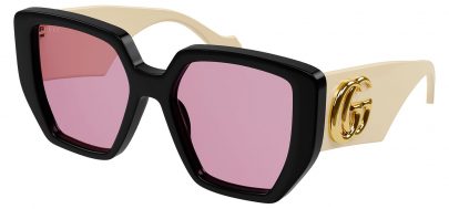 Gucci GG0956S Sunglasses - Black & White / Pink