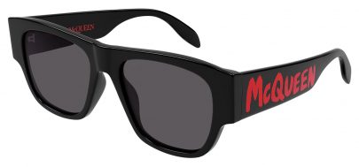 Alexander McQueen AM0328S Sunglasses - Black & Red / Grey
