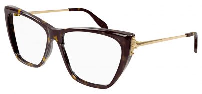 Alexander McQueen AM0341O Glasses - Havana & Gold