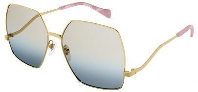 Gucci GG1005S Sunglasses - Gold / Light Green to Blue Gradient