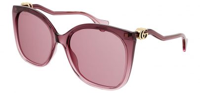 Gucci GG1010S Prescription Sunglasses - Transparent Burgundy / Pink