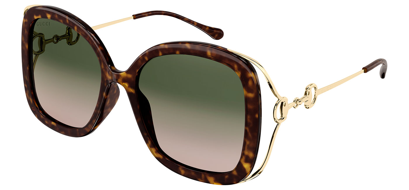 Gucci GG1021S Prescription Sunglasses – Havana & Gold / Green Gradient 1